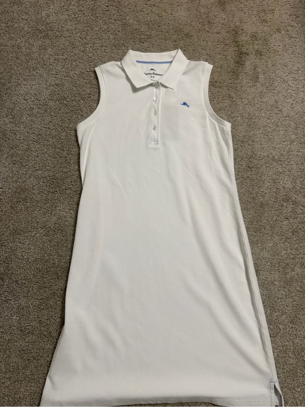 Tommy Bahama White Sleeveless Polo Shift Dress with Light Blue Logo